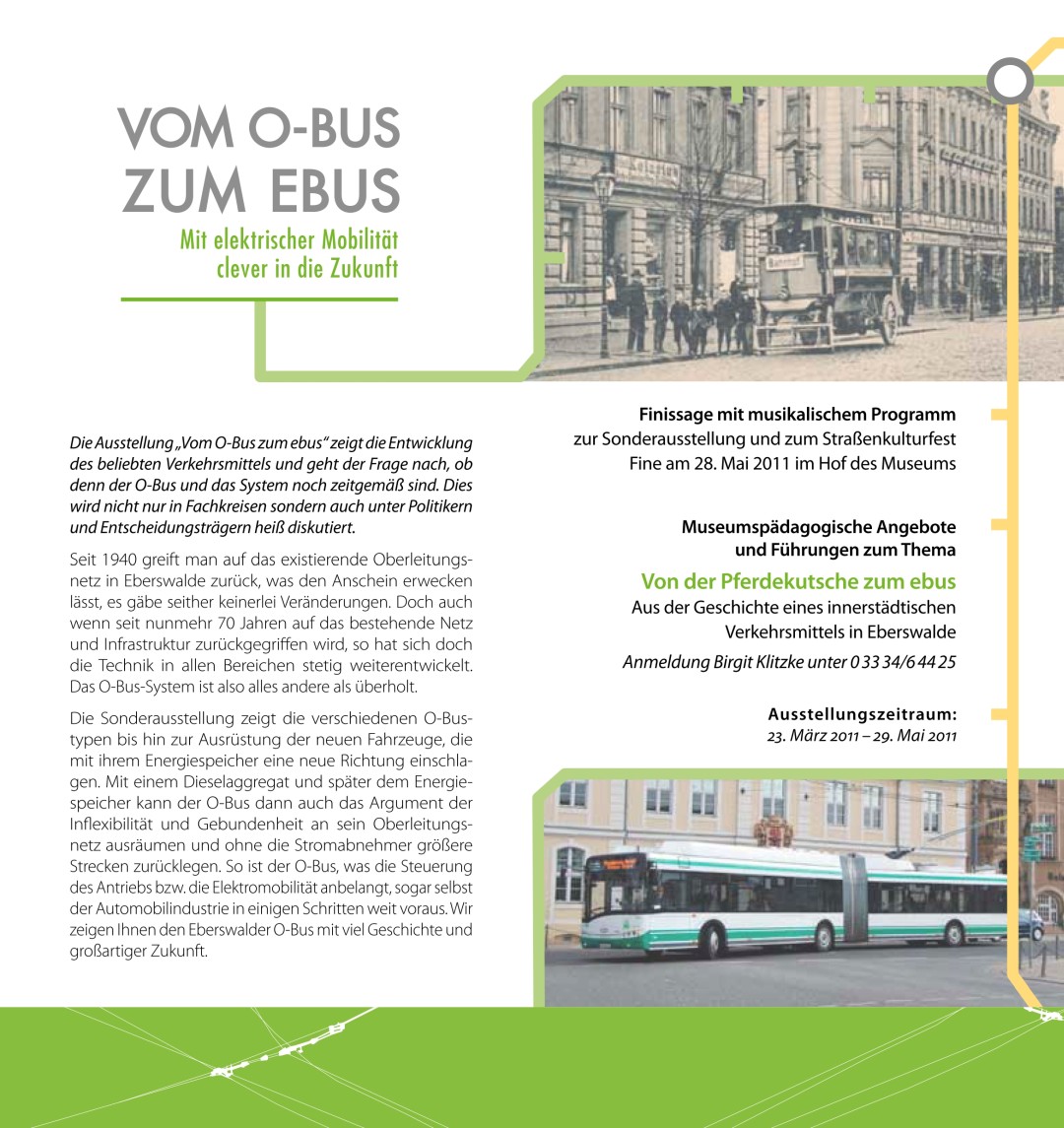 Faltblatt Sonderausstellung „Vom O-Bus zum Ebus - Mit elektrischer Mobilität clever in die Zukunft” Seite 2